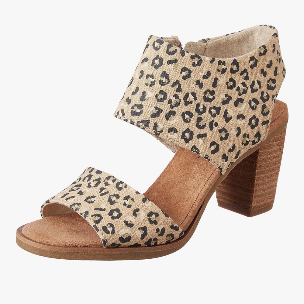 Tom’s Majorca Cutout High Heel Sandal in Natural Textured Cheetah - Size 6